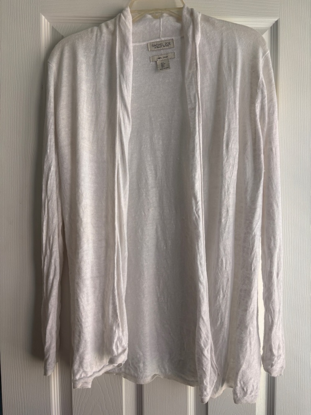 Rachel Zoe 100% Linen Open Front Cardigan lightweight semi-sheer longline Small - Picture 3 of 8